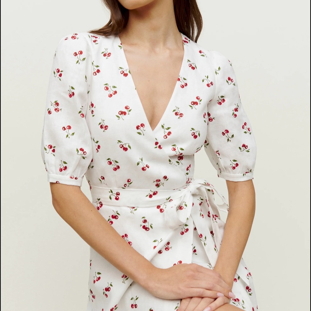 reformation Weiss linen midi wrap dress